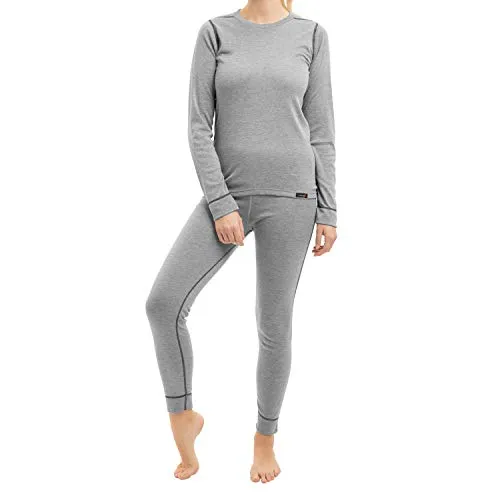 CFLEX Damen Ski- & Thermowäsche Set - warme Unterwäsche Langarm POLARDRY - Hellgrau M, Etikette Gr: 40/42