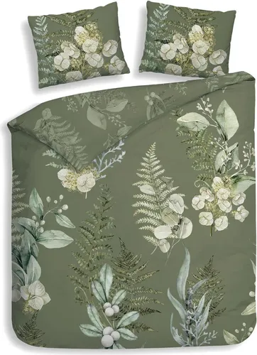 Heckett and Lane Bettwäsche Nathan Dbo 240 Green - Moderne 3-teilige Bettwäsche aus 100% Baumwolle, gemustert mit Hotelverschluss. Ideal für einen stilvollen Schlafbereich, Maße: Bettbezug 240x220 cm, Kissenbezüge 80x80 cm.