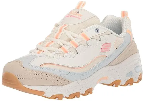 Skechers Damen Sneakers, Natural Leather/Mesh/Multi Trim, 56 EU - Damen-Sneaker mit glattem Leder und atmungsaktivem Mesh für ultimativen Komfort und Stil im Alltag.