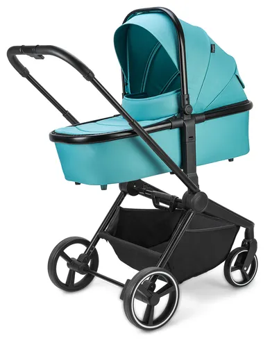 Booboo Kombi-Kinderwagen Jazzi - Ocean - Kombi-Kinderwagen mit 3in1-System: Babywanne, Sportsitz und Adapter für Babyschale. Ideal für jedes Terrain dank großer gefederter Räder und schnell zusammenfaltbar für unterwegs.