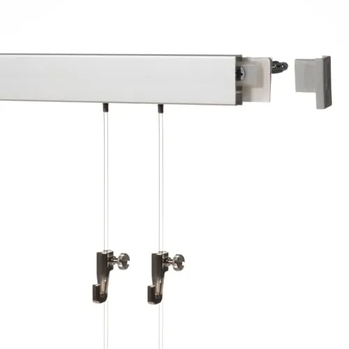 SOFT-RAIL® Bilderschienen Set BUDGET (S) – 1,5 Meter in Silber-matt - Praktisches Bilderschienensystem aus hochwertigem Aluminium. Inklusive Montagematerial und Mini Bilderhaken mit ca. 5 kg Tragkraft. Ideal für eine stilvolle Präsentation Ihrer Bilder!