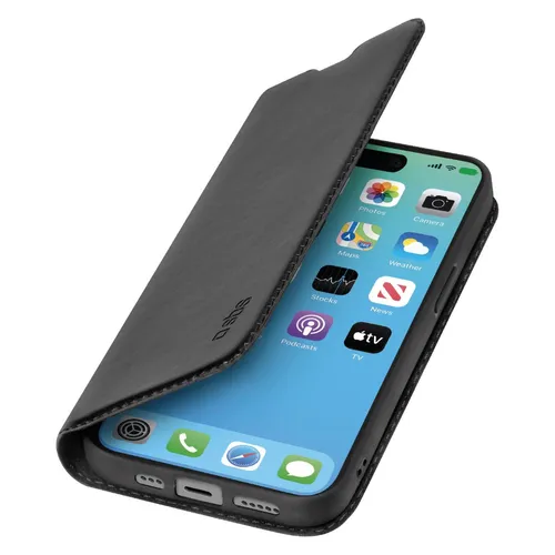 SBS Handyhülle Bookcase Wallet Lite für iPhone 15 Pro – Schwarz - Elegante Bookcase Wallet Lite-Hülle für iPhone 15 Pro. Aus PU und TPU gefertigt, bietet sie optimalen Schutz und einen magnetischen Verschluss für einfache Handhabung.