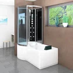 Kombination Badewanne Dusche K50-R33 Duschtempel 100x170 cm - Schwarz