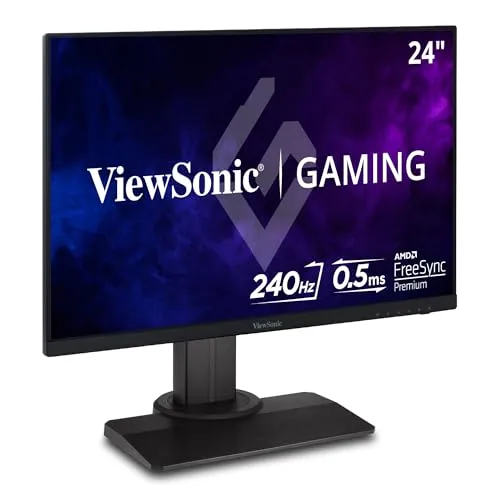 ViewSonic Omni XG2431 24 Zoll Gaming Monitor - 24 Zoll Full HD Gaming Monitor mit 0,5 ms Reaktionszeit und 240 Hz Bildwiederholrate für ein flüssiges Spielerlebnis. Ideal für eSports mit ergonomischem Design und vielseitigen Anschlussmöglichkeiten.