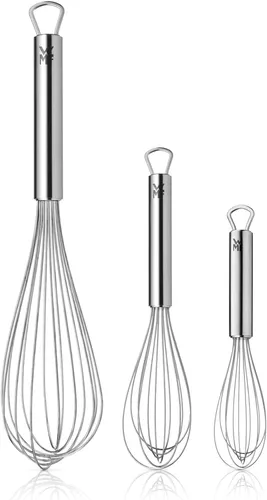 WMF Schneebesen 3-tlg. PROFI PLUS - Vielseitige Küchenhelfer - Küchenhelfer-Set aus robustem Cromargan, ideal zum Aufschlagen von Soßen, Suppen und Kuchenteig. Leicht und spülmaschinengeeignet für einfachen Einsatz.
