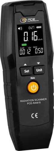 PCE RAM 8 - Strahlungsmessgerät für präzise Strahlungsmessungen - Geigerzähler für Gamma-, Beta- und Röntgenstrahlen, mit akustischem Alarm und langer Akkulaufzeit, ideal für Sicherheitsüberwachung und Umweltschutz.