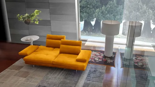 CALIA ITALIA 3,5-Sitzer Toby Wing, 228 cm breit, Designsofa mit erstklassigem Sitzkomfort, inklusive Sitztiefenverstellung, Füße in Chrom glänzend