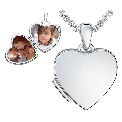 Kinder Herz Medaillon zum Öffnen aus 925 Silber | Persönliches Geschenk für Mädchen - Ringe für Damen: Süßes Herz Medaillon aus 925 Sterling Silber, mit Platz für 2 Fotos und individueller Gravur – das perfekte Geschenk zur Taufe oder Einschulung.