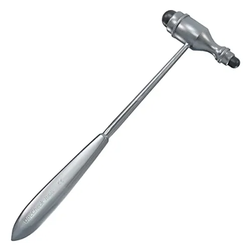 DocCheck Reflexhammer "Klopp" nach Trömner – Metallgriff, Neurologische Griffspitze für Dehn- und Hautreflexe, Schwerer Hammerkopf, einfache Desinfektion, in verschiedenen Farben erhältlich (Silber)