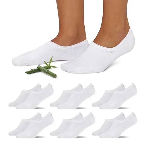 SNOCKS Füßlinge Kurze Socken aus Naturfaser für Herren & Damen (6-Paar) - Unsichtbare Füßlinge aus atmungsaktiver Viskose-Mischung, ideal für den Sommer. 6 Paar in uni Weiß, perfekt für Freizeit und Lifestyle. Pflegeleicht und maschinenwaschbar.