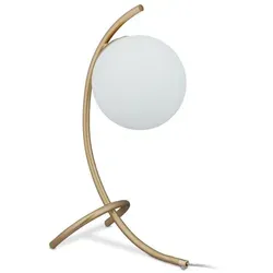 Moderne Kugelleuchte Tischlampe in Gold - Elegante Tischlampe aus Eisen und Glas, ideal für stilvolle Akzente im Wohnraum, Höhe 40 cm, perfekte Nachttischlampe für ein gemütliches Ambiente.