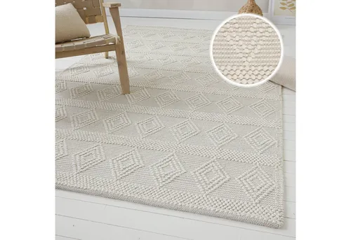 my home Teppich Grunno, rechteckig, handgewebt - Teppich aus 70% Wolle, robust und schallschluckend, ideal für Wohnzimmer, Maße: 80 cm x 150 cm, Höhe: 8 mm, bringt natürliche Eleganz in Ihr Zuhause.