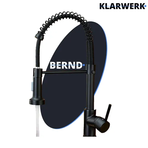 BERND Niederdruck Armatur für Küche - Edelstahl Schwarz - Armatur für Niederdrucksysteme, modern und herausziehbar, ideal für Küchenwaschbecken. Schnell zu reinigen und aus hochwertigem Edelstahl gefertigt.