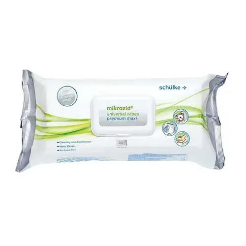 Schülke Mikrozid universal premium Wipes maxi 25x25 cm 80 leicht alkoholische Tücher zur Desinfektion VAH gelistet