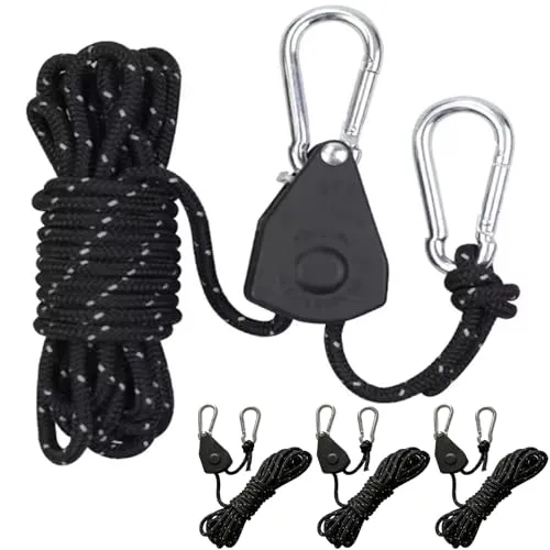 Stück 13ft/4M Reflektierend Abspannseile Seil mit Seilspanner, Ø 4mm Einstellbare Seil Ratsche Rope Seilratsche mit Haken, Paracordseil Abspannleine Zeltseil Zeltschnur für Zelt Zeltplane Camping 4