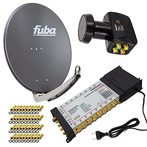 Premium X Satelliten-Komplettanlage Fuba DAA 780 A - DVB-T/T2-Antenne für bis zu 16 Teilnehmer, hochwertige Komponenten und einfache Installation mit energieoptimiertem Netzteil für besten Empfang.