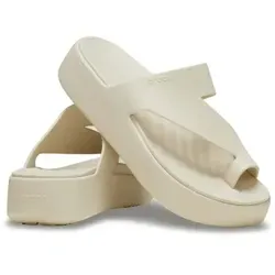 Crocs Getaway Platform Toe Loop Elfenbein US W10 (EU 41-42) Damen - Pantoletten mit elegantem Zehenschlaufe-Design und komfortabler Plateausohle für extra Höhe. Leicht und pflegeleicht, ideal für den ganzen Tag und entspannte Anlässe.