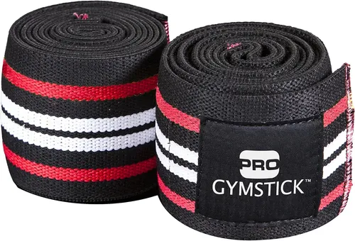Gymstick Knie Straps, Abdeckung und Rebound, Schwarz, 162cm Länge, 8,5cm Breite