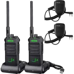 Retevis RT86 Funkgerät mit Großer Reichweite, 8W, Walkie-Talkie mit Lautsprechermikrofon, 2600mAh, Kabelloses Klon Notfallradio für Baustelle - Schwarz