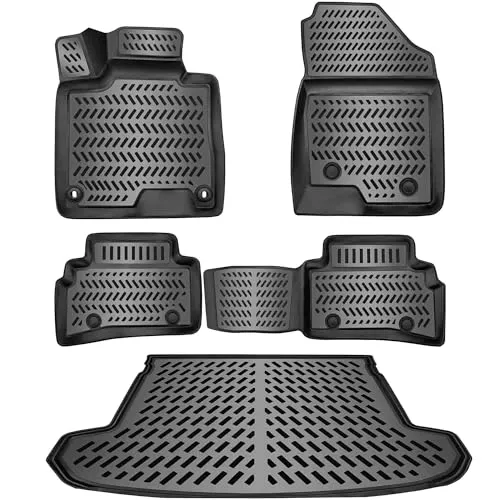 ELMASLINE 3D Gummimatten Set für Hyundai Tucson 2021-2025 - Fußmatten und Kofferraumwanne mit hohem Rand, idealer Schutz vor Wasser und Schmutz, passgenau für Hyundai Tucson (ohne Subwoofer), umweltfreundliches, geruchloses Gummi.