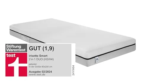 IRISETTE 2 in 1 Wendematratze Irisette Smart - 90x200 cm, hochwertige Materialien, Black Friday Deal und 10€ Willkommens-Gutschein bei Newsletter-Anmeldung