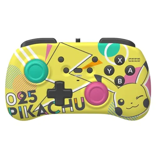 Hori Horipad Mini Controller - Pikachu Pop - Gaming-Zubehör für junge Spieler, offiziell lizenziert von Nintendo. Mit Plug-and-Play-Funktion, zwei analogen Sticks und einer praktischen Turbofunktion für spannende Spielerlebnisse.