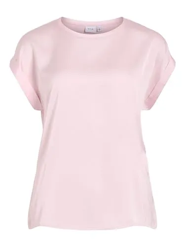 Vila Shirtbluse VIEllette rosa XS (34) - Trendy rosa Shirtbluse aus leichtem Material, ideal für den Alltag. Kurzarm und Rundhalsausschnitt sorgen für einen lässigen Look. Perfekt kombinierbar für verschiedene Anlässe.