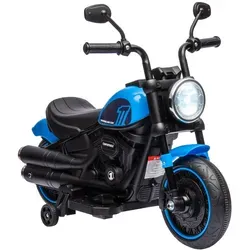 HOMCOM Elektro-Kindermotorrad - Blau+Schwarz - Elektro-Motorrad für Kinder mit abnehmbaren Stützrädern, maximal 25 kg belastbar, ideal für kleine Abenteurer ab 18 Monaten.