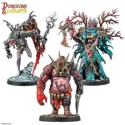 Dungeons & Lasers Warlords of Chaos Miniaturen Set - Gesellschaftsspiel mit 3 großen, detailreichen Miniaturen (80-110 mm) für 5E-RPGs. Unlackiert und unmontiert, ideal zum Bemalen und Gestalten für spannende Abenteuer.