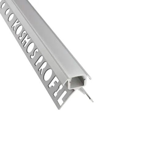 tktrading24 C-T77 LED Premium Fliesenprofil Ecke aussen 10mm silber - 1m milky