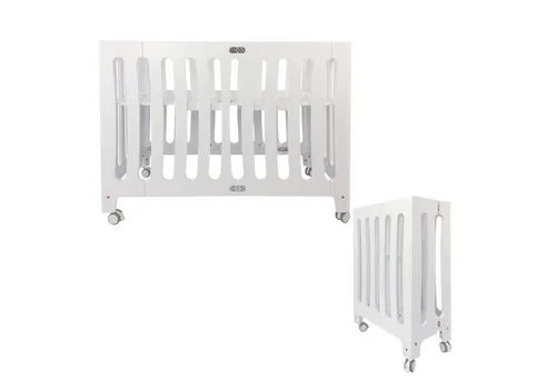 Puckdaddy GmbH Baby-Reisebett Henry 60x120 cm, weiß, Holz - mobiles Babybett mit Rollen