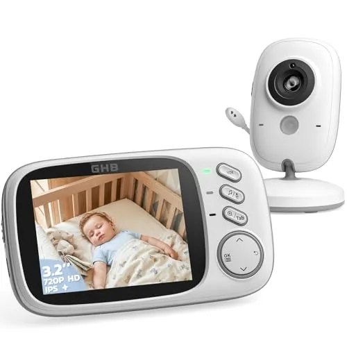 GHB Babyphone mit Kamera 3.2" LCD - Intelligentes Babyphone mit 3,2" LCD, Nachtsicht und Gegensprechfunktion - ideal für Eltern zur sicheren Überwachung ihres Babys, auch nachts.