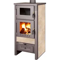 ProTermo Taurus Kaminofen mit Backfach - 12kW Heizleistung, ideal für Räume bis 100m², gemütliches Feuer und effizientes Kochen ohne Strom