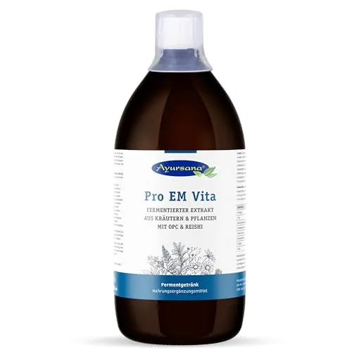 Ayursana Hinoki Pro EM Vita 1000ml, Probiotikum für die Darmflora mit 24 Bakterienstämmen & 21 Pflanzenextrakten, mit OPC & Reishi angereichert, probiotischen Nahrungsergänzungsmittel