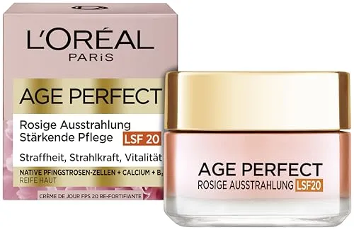 L'Oréal Paris Rosé Tagespflege LSF 20 für Frauen - Tagespflege mit UVA/UVB LSF 20, ideal für alle Hauttypen. Belebt die Haut mit Pfingstrosen-Extrakt und sorgt für eine rosig-frische Ausstrahlung sowie straffere Konturen.