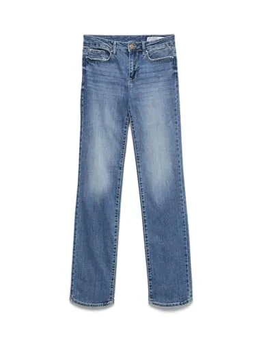 VERO MODA VMFLASH MR Straight Jeans - Nachhaltige Damenjeans aus recycelter Baumwolle, die natürliche Ressourcen schont und Abfall reduziert – ideal für umweltbewusste Fashionistas.