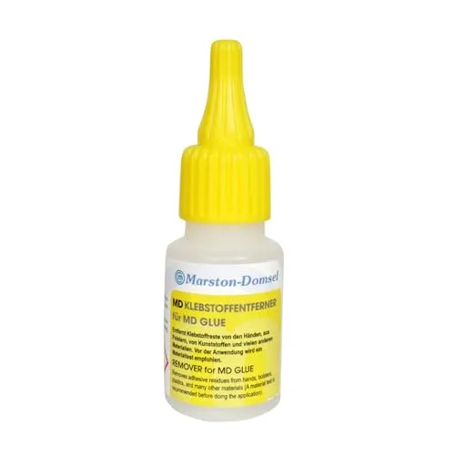 MD Klebstoffentferner für Sekundenkleber Cyanacrylat-Klebstoffe, Industriekleber von Händen Textilien Glas Kunstoff 20ml