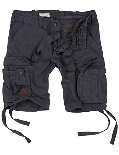 Surplus Airborne Vintage Shorts, schwarz-grau, Größe S - Wanderhosen im Used-Look, stone washed für einen echten Vintage-Stil. Garantierter Tragekomfort aus 100% Baumwolle, ideal für Outdoor-Abenteuer!