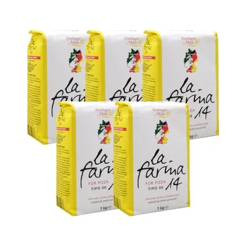 BIELMEIER KÜCHENMEISTER Pizzamehl 14% Protein Tipo 00 (T405) 5 Stück á 1kg Das hochwertige Getreide stammt von Landwirten aus der Region