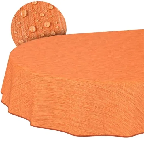 Abwaschbare Wachstuchtischdecke Oval 140 x 180cm - Leinen Textil Optik in Rot - Outdoor-Tischdecken mit Lotuseffekt: wasser- und schmutzabweisend, ideal für Gartenpartys und den täglichen Gebrauch. Robust und leicht zu reinigen, schützt Ihren Tisch vor Kratzern.
