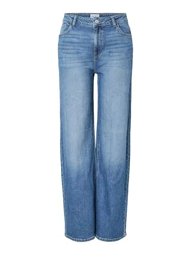 PIECES Female Wide Fit Jeans PCSILKE - Moderne Wide Fit Jeans mit bequemer Passform, ideal für lässige Outfits. Aus 79% Baumwolle und recycelten Materialien gefertigt, bietet sie Stil und Nachhaltigkeit.