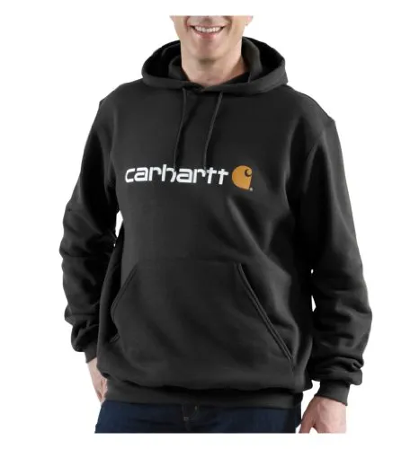Carhartt Herren Weites Mittelschweres Sweatshirt mit Logo-Grafik, Schwarz, M - Herren-Sweatshirts, LOOSE FIT Mid Weight Fleece mit praktischen Handwärmer-Taschen und verstellbarem Kapuzenzug für optimalen Komfort.