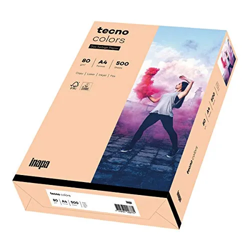 inapa farbiges Druckerpapier, buntes Papier tecno Colors: 80 g/m², A4, 500 Blatt, lachs
