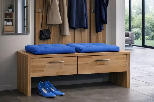 bv-vertrieb Garderobe Garderobenbank Kernbuche Flur-Bank - Drohnen-Zubehör: Hochwertige Garderobenbank aus massiver Kernbuche, ideal für Eingangsbereiche. Mit zwei Schubladen und modernem Design – perfekt für Ordnung und Stil.