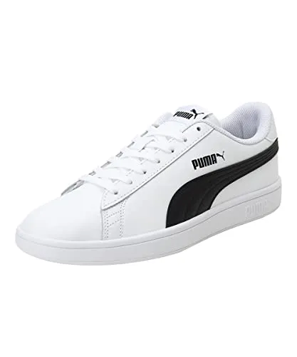 PUMA Unisex Puma Smash v2 L Low-Top - Klassische Sneakers in Puma White-Puma Black, 43 EU - Herren-Sneaker aus weichem Leder mit weiterentwickelter Laufsohle für optimalen Komfort und zeitloses Design.