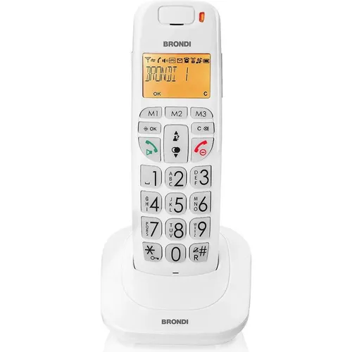 BRONDI Bravo Bright Cordless - Schnurloses Telefon mit Freisprecheinrichtung - Schnurlose Telefone mit benutzerfreundlichen weißen Tasten und praktischer Freisprecheinrichtung für mehr Komfort im Alltag.