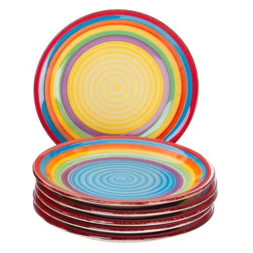 MamboCat Frühstücksteller 6er Set - Bunte Dessert-Kuchenteller Ibiza - Frühstücksteller aus hochwertigem Steingut, ideal für farbenfrohe Tischdekorationen und besondere Anlässe.