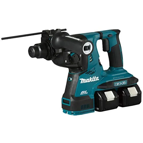 Makita Akku-Bohrhammer DHR280PT2J 18V - Bohrmaschine mit 2 x 18 V Li-Ionen Akkus und Brushless Motor für maximale Effizienz. Mit ANTI VIBRATION TECHNOLOGY für komfortables Arbeiten und vielseitig einsetzbar für Bohren, Schlagbohren und Meißeln.