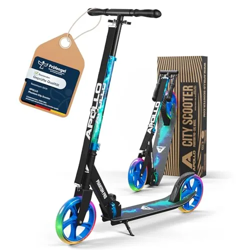 Apollo Phantom Pro City Scooter - XXL-Räder, faltbar, höhenverstellbar, Tretroller für Erwachsene, Kinder und Jugendliche, kompakter City-Roller