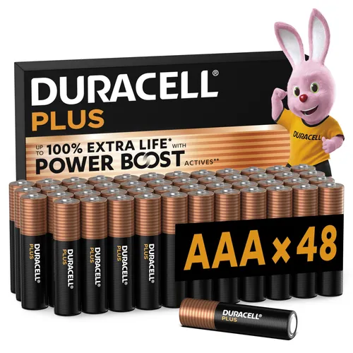 Duracell Plus AAA Batterien (48er-Pack) Alkali 1,5 V Hochleistungsbatterien Batterie Bis Zu 150% Längere Lebensdauer Mit Power Boost Active